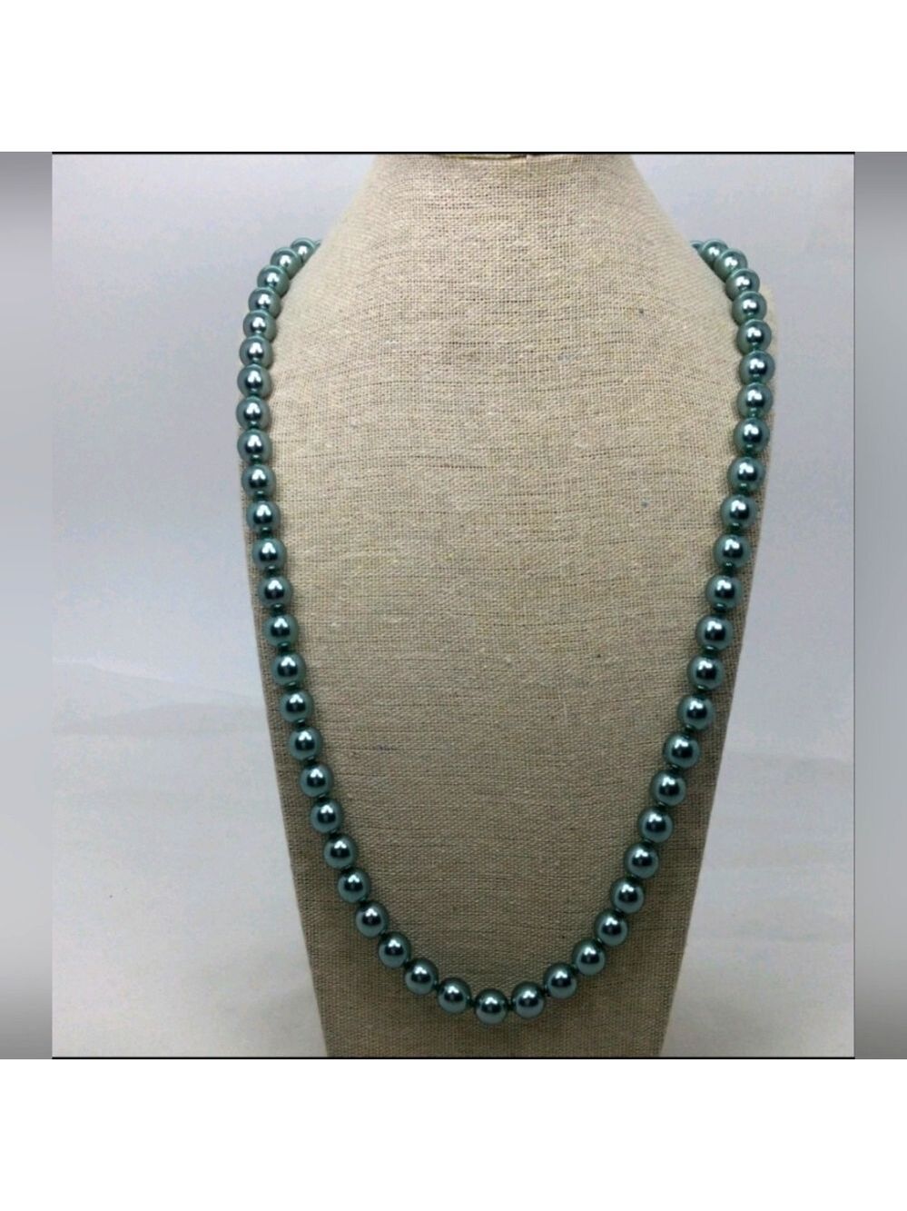 Vintage Joan Rivers Metallic Blue Beaded Necklace NWOT 30"